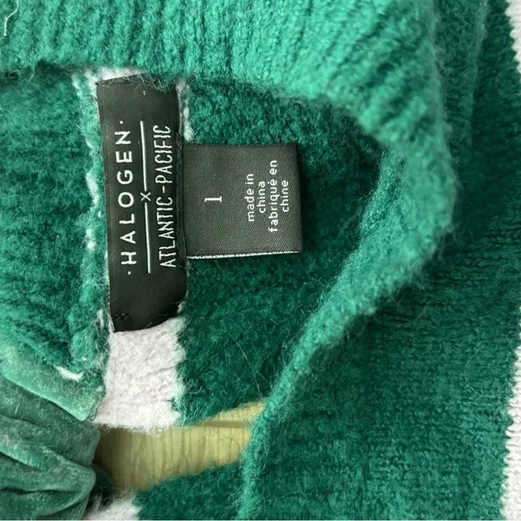 Green and Lavender Preppy Striped Sweater with Velvet Bow - Picture 4 of 9